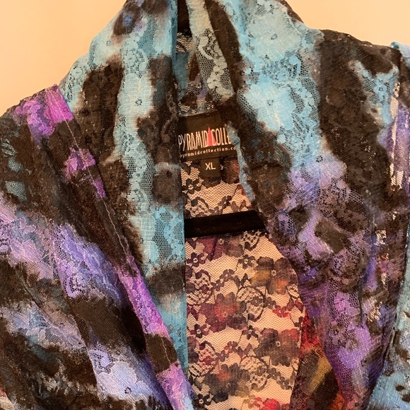 NWOT Pyramid Collection Lace Blue Purple Vest XL - Picture 2 of 4